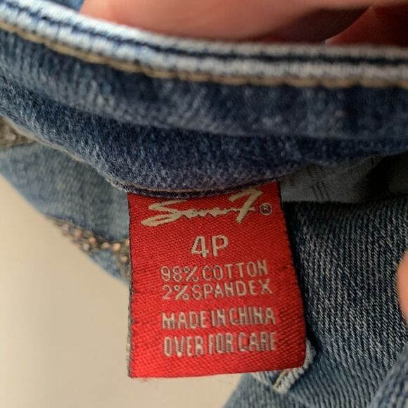 Seven 7 Distressed Embellished Denim Medium Wash Women’s Jeans Size 4P - Picture 13 of 13